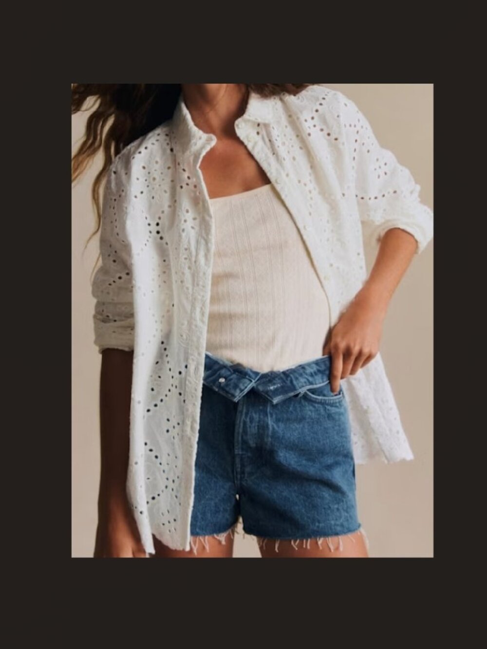 Sezane Maxou Shirt, Embroidered Ecru, Size 8
